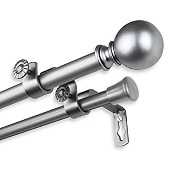 【中古】【輸入品・未使用】Home Decorative Luna Double Curtain Rod 28-48 inch Satin Nickel