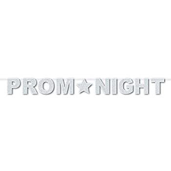 【中古】【輸入品・未使用】Beistle Prom 夜 キラキラ 文字バナー 1枚 シルバー/ホワイト/オパーセント
