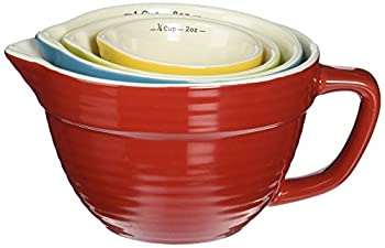 【中古】【輸入品・未使用】Creative Co-op Stoneware Batter-Bowl Shaped Measuring Cups Multicolored Set of 4 by Creative Co-op