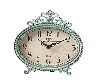 【中古】【輸入品・未使用】Creative Co-op Metal Rustic Retro Table Clock 6.25-Inch Aqua by Creative Co-op