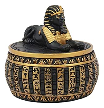 【中古】【輸入品・未使用】Egyptian Theme Sphinx Androsphinx Oval Deities Jewelry Trinket Box Sculpture by Gifts & Decor