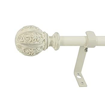 【中古】【39shop】【輸入品・未使用】Beme★International 5/8 Montevilla Core Leaf Ball Telescoping Drapery Rod Set 26-48 Distressed White by Beme International(新古品)|アトリエ絵利奈