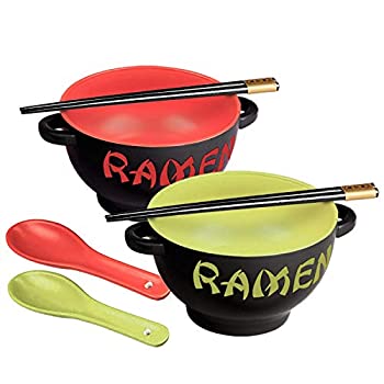 【中古】【39shop】【輸入品・未使用】TWO★Ramen Bowl Set (2 Sets - 1 Red 1 Green) by World Market（新古品）｜アトリエ絵利奈