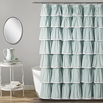【中古】【インポート品・未当て嵌める】Lush Decor レースフリルシャワーカーテン 72in x 72in 青色 シャワーカーテン-バス用品-日用品雑貨・文房具・手芸