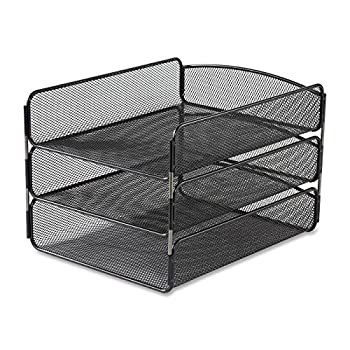【中古】【輸入品・未使用】(Black) - Safco Products 3271BL Onyx Mesh Desktop Organiser with Triple Tray Black