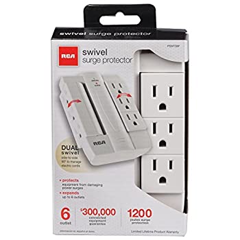 【中古】【インポート品・未当て嵌める】RCA Wall Tap Surge Protector with 6 Swivel Outlets (White)