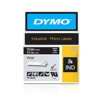 【中古】【輸入品・未使用】Dymo Rhino Vinyl Tape 12 mm White on Black
