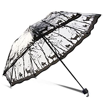 【中古】【輸入品・未使用】WerFamily ポータブル 美しいロマンチック 雨 カスタム 折りたたみ式 雨 透明 傘