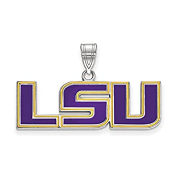 【中古】【輸入品・未使用】LSU Medium (5?/ 8インチ) エナメルペンダント(スターリングシルバー)
