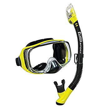 【中古】【インポート品・未当て嵌める】TUSA Sport 成年者用 はたご屋プレックス 3D パージ恍ける ドライシュノーケルコンボ 黒いこと/閃光電球黄み (再当て嵌める能力のあるな御徒面子付き添い人) スポーツ・アウトドア-マスク