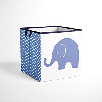 【中古】【インポート品・未当て嵌める】Bacati Elephants Storage Tote Basket Blue/Grey Small by Bacati