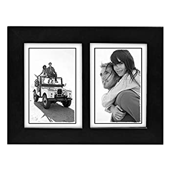 【中古】【39shop】【輸入品・未使用】Malden★Double 3.5x5 Picture Frame - Wide Real Wood Molding Real Glass - Black(新古品)|アトリエ絵利奈
