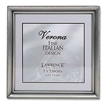 【中古】【39shop】【輸入品・未使用】Lawrence★Frames アンティーク ピューター 5x5 写真フレーム - ビーズボーダーデザイン(新古品)|アトリエ絵利奈