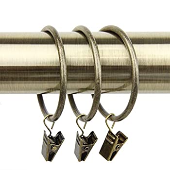 【中古】【輸入品・未使用】10 Curtain Rings With Clips 2 Inch I.D. Antique Brass