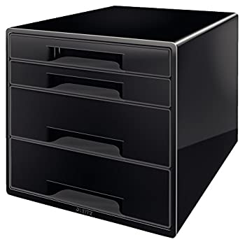 【中古】【輸入品・未使用】LEITZ ライツ デュアルカラー デスクキャビネット CUBE 4段 ブラック/グレー 52521095