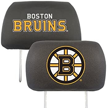 【中古】【輸入品・未使用】(25cm x 33cm black/white/yellow gold) - Fan Mats NHL Boston Bruins Head Rest Covers