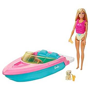 【中古】【輸入品・未使用】Barbie Doll and Boat Playset with Pet Puppy Life Vest and Accessories Fits 3 Dolls & Floats in Water Gift for 3 to 7 Year Olds
