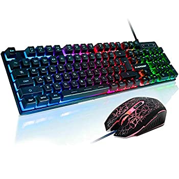 【中古】FLAGPOWER ゲーミングキーボードと二十日鼠のジャズバンド 3色うつり変わり能力のある うしろ側ともし火付き添い人メカニカルタッチキーボード 4色 呼吸作用 LED バックライトマウス P