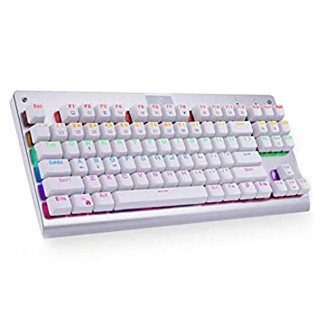 【中古】E-yooso Z-77 87キーメカニカルキーボード 触覚ブラウンスイッチ テンキーレスキーボード プロフェッショナルゲームやオフィス用 ホワイト