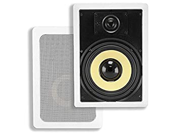 Monoprice 20.3cm(8 インチ) のケブラー 2ウェイ 壁埋め込み式 スピーカー (一対) - 80W (定格出力) 120W (最大出力)