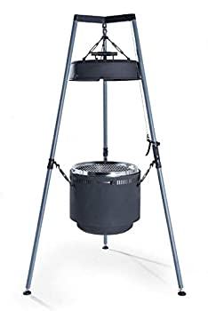 【中古】Burch Barrel BBQグリル&ファイヤーピットコンボ ? 調節可能な吊り下げグリル&スモーカー 三脚システム付き ? チャコールまたは木製ペレット ア|アトリエ絵利奈