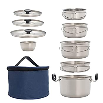 【中古】難民キャンプ鍋 室外の難民キャンプ膳立て物の具持ちはこぶ用ステンレススチールハイキングバックパッキングピクニック一皿分の料理書き割り食パン鍋一皿分の料理 (色 : Silver Size : 2