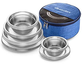 【中古】Wealers ステンレススチールプレートとどんぶり鉢 キャンプセット (24点仕掛ける) SとL大きさの食器仕掛ける 赤ちゃん 成年者 身寄り | 難民キャンプ 山歩き ビー