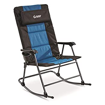 【中古】Guide Gear オーバーサイズ ロッキングキャンプチェア 耐荷重500ポンド ブルー/ブラック｜アトリエ絵利奈