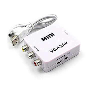 【中古】VGA ⇒ AV変換アダプタ VGA信号をRCA(コンポジット)に変換 NTSC/PAL切替可 1080P対応 給電ケーブル付 VGA to AVコンバーター FMTVGA2AV