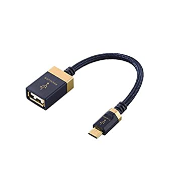 【中古】エレコム OTG変換ケーブル/音楽伝送/STD/microB-Aメス/USB2.0/0.1mネイビー