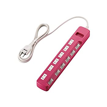 【中古】エレコム 電源タップ 雷ガード 省エネ 個別スイッチ 6個口 2m color style ピンク T-PN04-2620PN