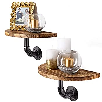 【中古】Clarke`s Decor - Floating Shelves for Wall Hanging Shelves Set of 2. Wall Mounted Shelves with Industrial Pipes. Rustic Wood Shelves fo