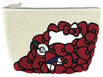 【中古】HelloKitty ハローキティ サガラ刺繍 もこもこパイル地ポーチ/クラッチバッグ 約27×17.5cm HKP4-6・リボン 7,839円