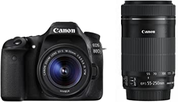 【中古】Canon デジタル一眼二眼レフ写真機 EOS 80D ダブルズームキット EF-S18-55 IS STM/EF-S55-250 IS STM属する EOS80D-WKIT