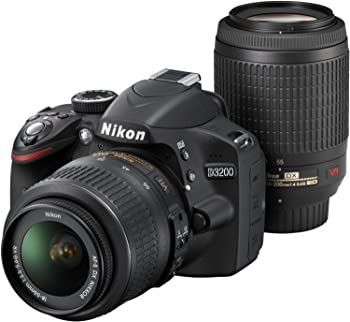【中古】【39shop】Nikon★デジタル一眼レフカメラ D3200 200mmダブルズームキット 18-55mm/55-200mm付属 ブラック D3200WZ200BK（良い）｜アトリエ絵利奈