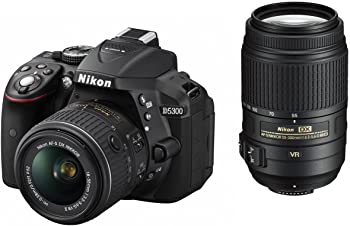 【中古】Nikon デジタル一眼レフカメラ D5300 ダブルズームキット ブラック 2400万画素 3.2型液晶 D5300WZBK