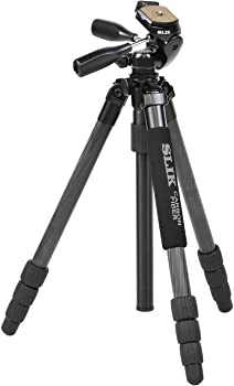 【中古】【39shop】SLIK★カーボン三脚 ライトカーボン E84 4段 ナットロック式 28mmパイプ径 3ウェイ雲台 クイックシュー式 108321(良い)|アトリエ絵利奈