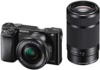 【中古】【39shop】ソニー★ミラーレス一眼 α6000 ダブルズームレンズキット E PZ 16-50mm F3.5-5.6 OSS + E 55-210mm F4.5-6.3 OSS ブラック ILCE-6000Y B(良い)|アトリエ絵利奈