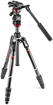 【中古】Manfrotto 三脚 Befree live カーボン 4段 ビデオ雲台 T三脚キット ブラック 全伸高150cm 最低高41cm ミラーレス一眼 運動会 旅行 ブイログ MVKB