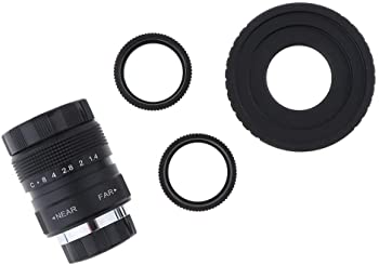 【中古】【39shop】gazechimp★25mm F1.4CVレンズ+ Cマウントアダプター+富士FXカメラ用マクロリング2個 - ブラック(良い)|アトリエ絵利奈