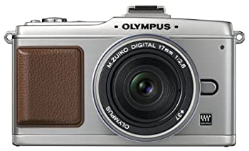 【中古】OLYMPUS 銀鏡受け答え一眼 PEN E-P2 ホットケーキ一揃いの道具 しろがね色 E-P2PKIT-SLV