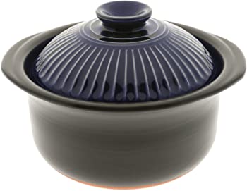 【中古】Kotobuki 190-808 Earthenware Rice Cooker with Matte and Cobalt Blue Spoke, Black by Kotobuki 家電-キッチン家電