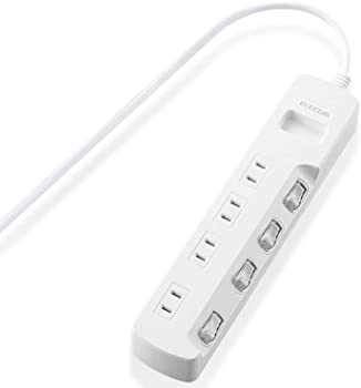 【中古】エレコム 電源タップ 個別スイッチ 省エネ ほこり防止シャッター付き スイングプラグ 4個口 1m ホワイト T-E6A-2410WH