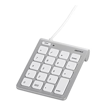 【中古】【未使用】iBUFFALO テンキーボード Mac用 USB接続 スリム 独立キー シルバー BSTK08MSV