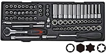 【中古】【39shop】【未使用】JTC★6.3mm 73PCSソケットセット ハンドツール 工具箱 ロールキャビネット 引き出し用 工具セット ビットソケット ラチェット エクステンション(新古品)｜アトリエ絵利奈