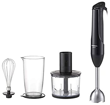 【中古】パナソニック ハンドブレンダー 4枚刃 低速・高速切替式 1台4役(つぶす、混ぜる、きざむ、泡立て) チャイルドロック付き ブラック MX-S301-K