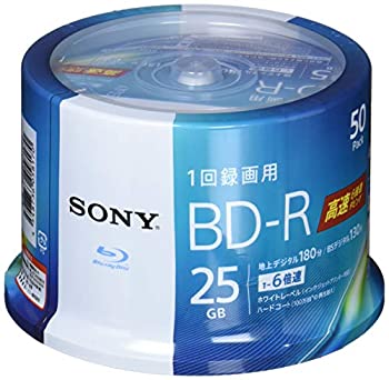 【中古】ソニー 録画媒体用ブルーレイディスク 50BNR1VJPP6(BD-R 1層:6倍速 50枚スピンドル) TV・オーディオ・カメラ-録画・録音用メディア-ブルーレイディスクメディア