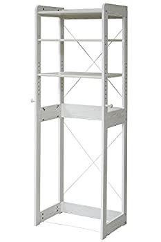 【中古】JKプラン 木製 冷蔵庫ラック 幅60 cm 冷蔵庫 上 収納 棚 ラック フック付き 可動棚 冷蔵庫用 キッチン KKS-0013-WH