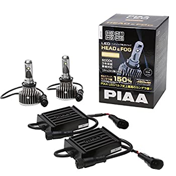 【中古】【未使用】PIAA ヘッドライト/フォグライト用 LEDバルブ H8 / H9 / H11 / H16 6000K 54000cd 4900lm相当※ 車検対応 12V/24V共用 23W プレミアム・ ロング