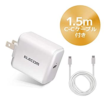 【中古】【未使用】エレコム スマホ・タブレットAC充電器/PD/18W/Type-Cケーブル同梱/ホワイト